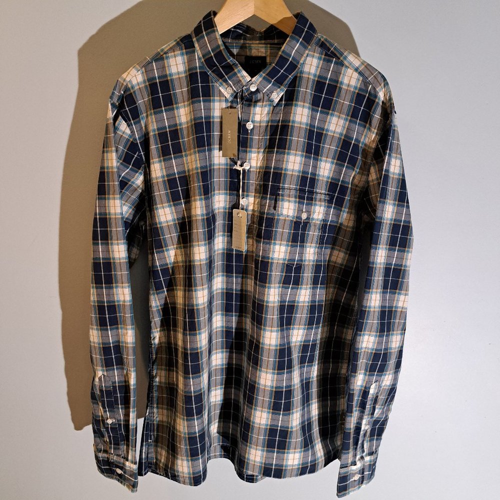 J. Crew Men's XL Four Button Pullover Plaid Shirt New With Tags Style A9334